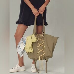 Anthropologie The Dasha Lace-Up Trapeze Tote, NWT